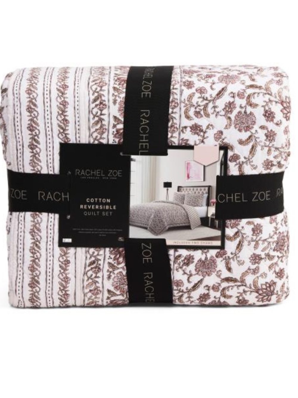 Rachel Zoe Cotton Quilt in Dusty Rose and White